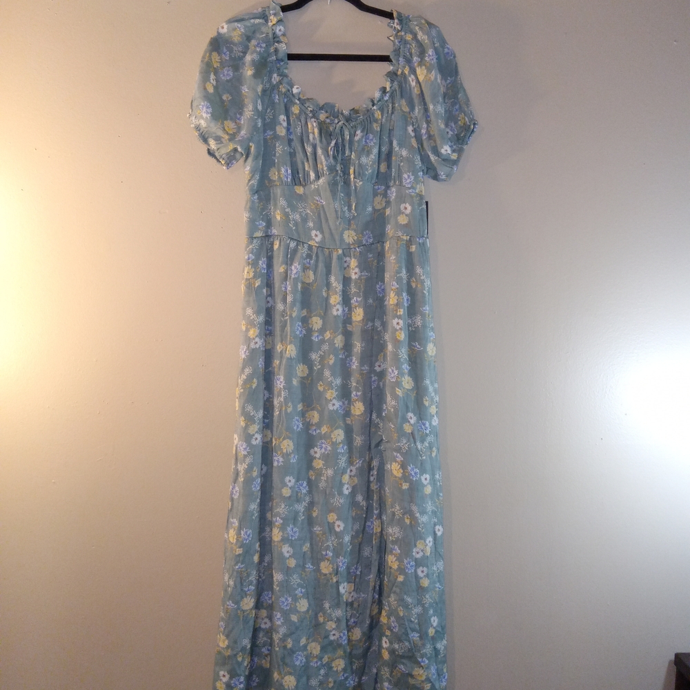 As U Wish Floral Maxi Dress in Sage Green and Yellow
